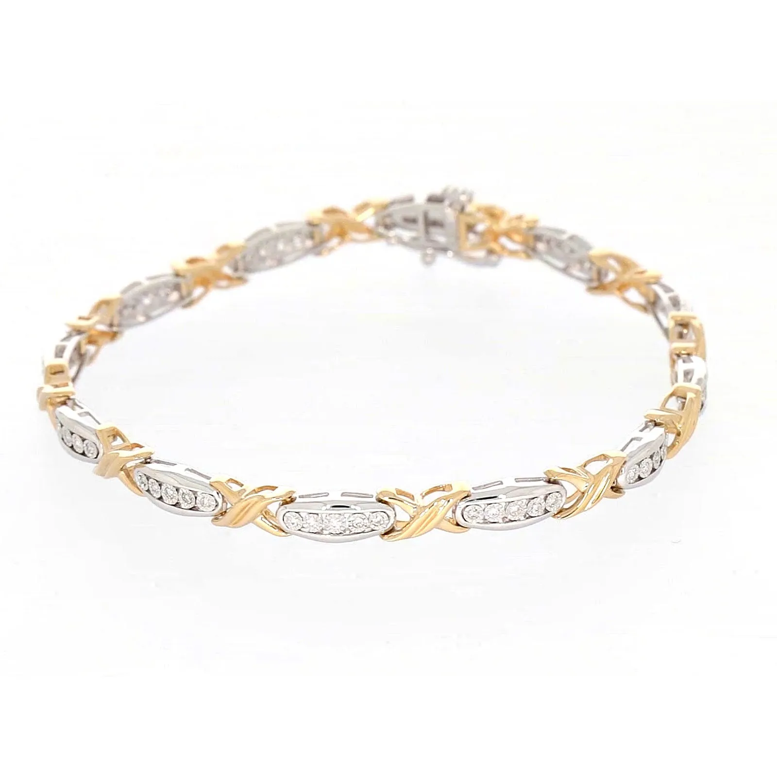 9ct Two Tone Gold Round Brilliant Cut with 0.30 Carat tw of Diamonds Bracelet