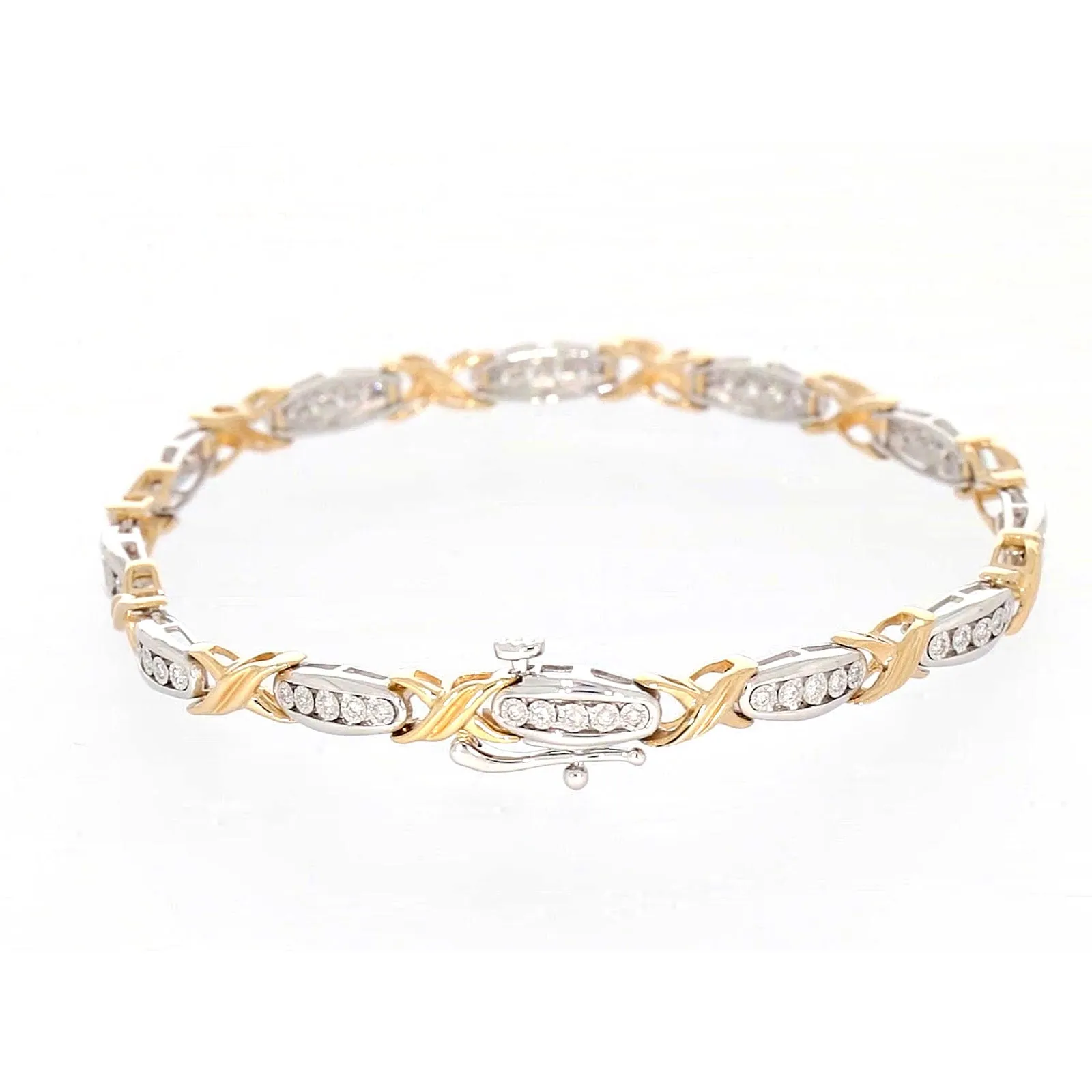 9ct Two Tone Gold Round Brilliant Cut with 0.30 Carat tw of Diamonds Bracelet