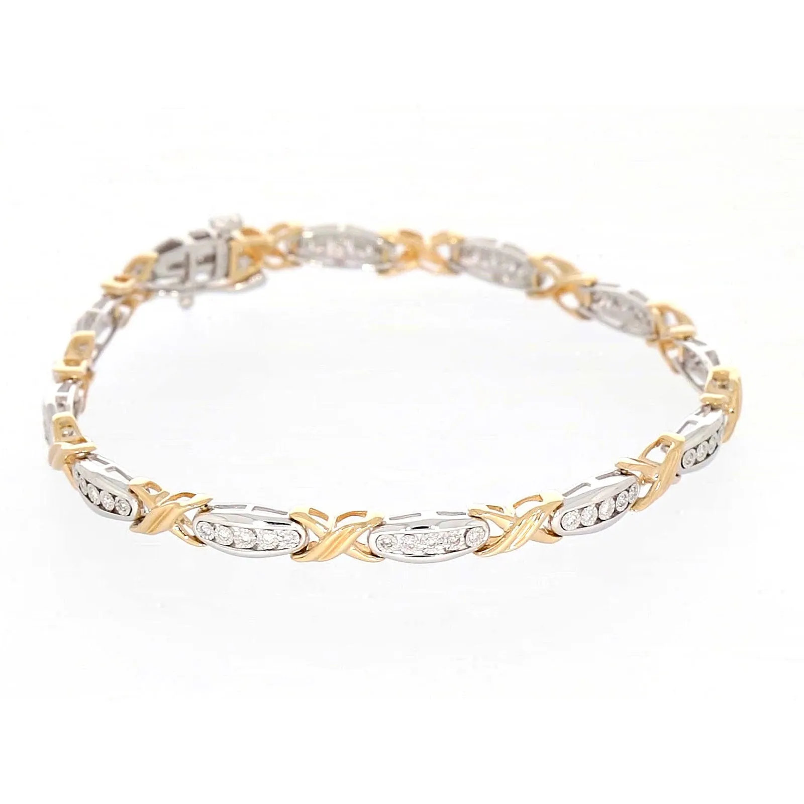 9ct Two Tone Gold Round Brilliant Cut with 0.30 Carat tw of Diamonds Bracelet