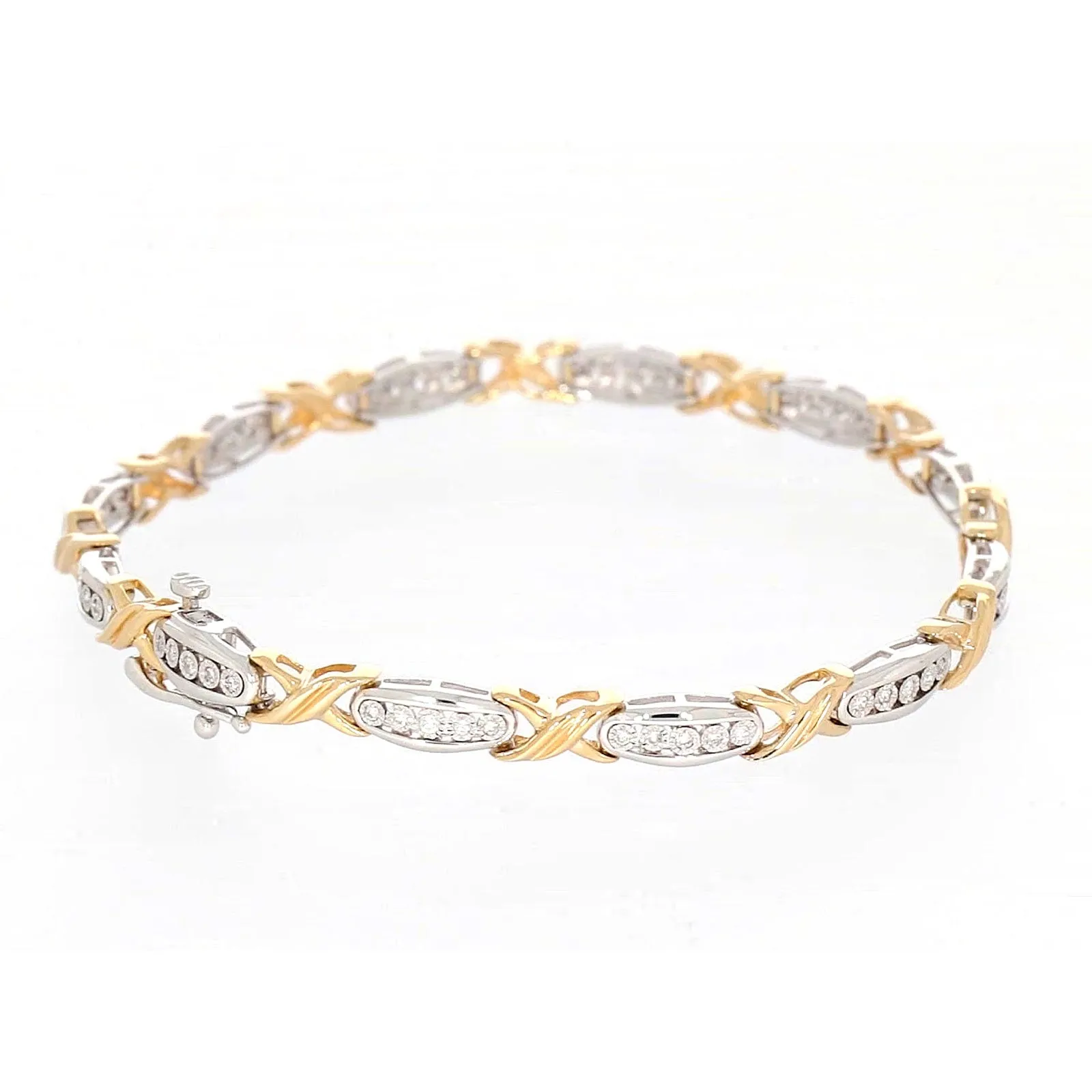 9ct Two Tone Gold Round Brilliant Cut with 0.30 Carat tw of Diamonds Bracelet