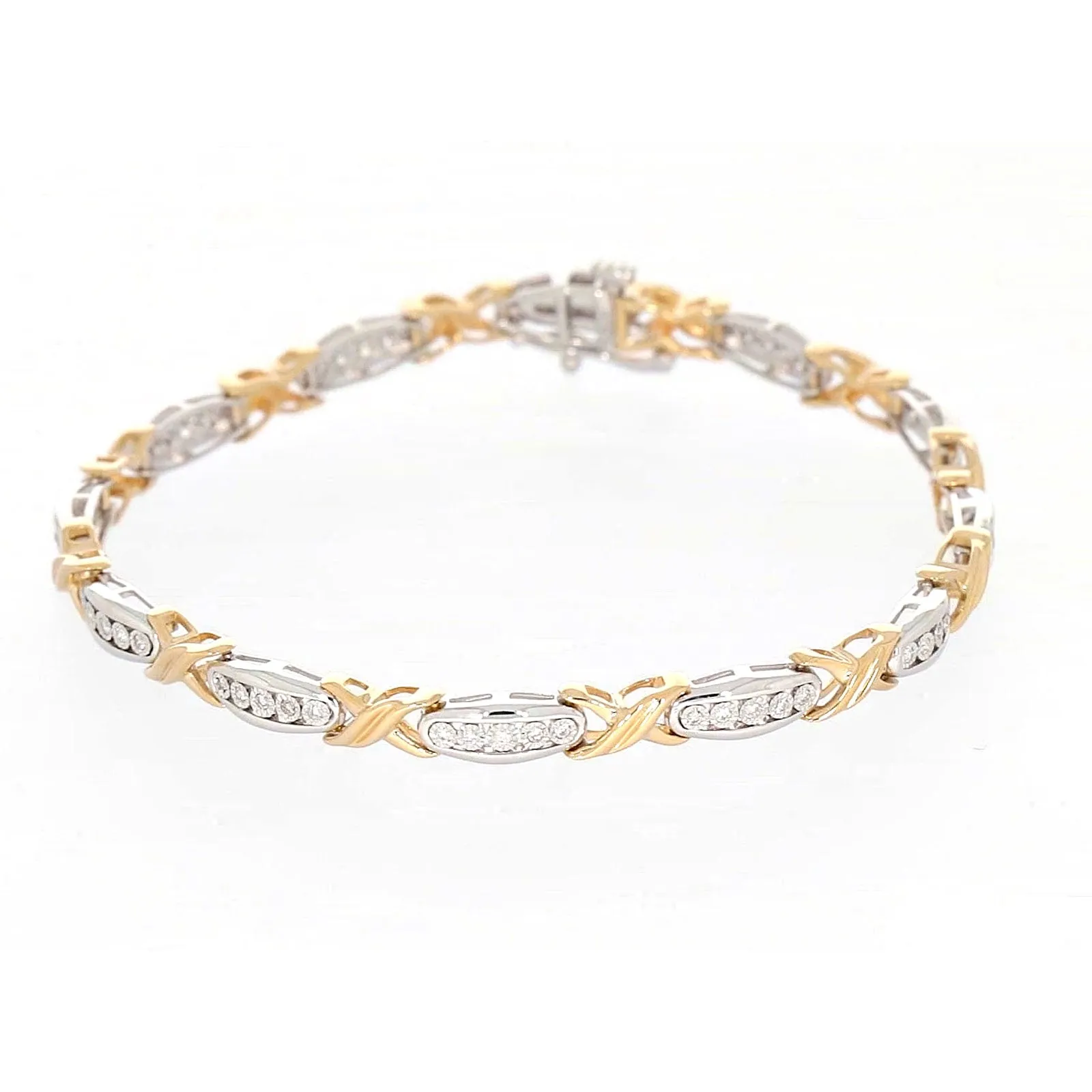 9ct Two Tone Gold Round Brilliant Cut with 0.30 Carat tw of Diamonds Bracelet