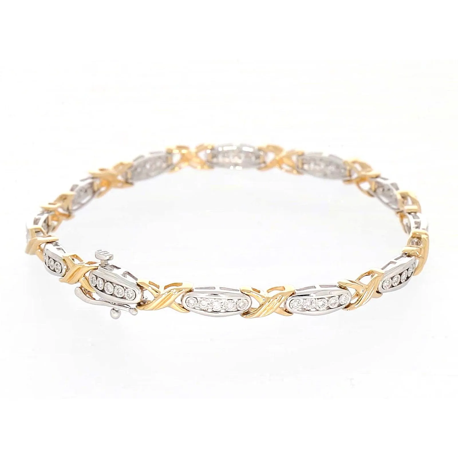 9ct Two Tone Gold Round Brilliant Cut with 0.30 Carat tw of Diamonds Bracelet