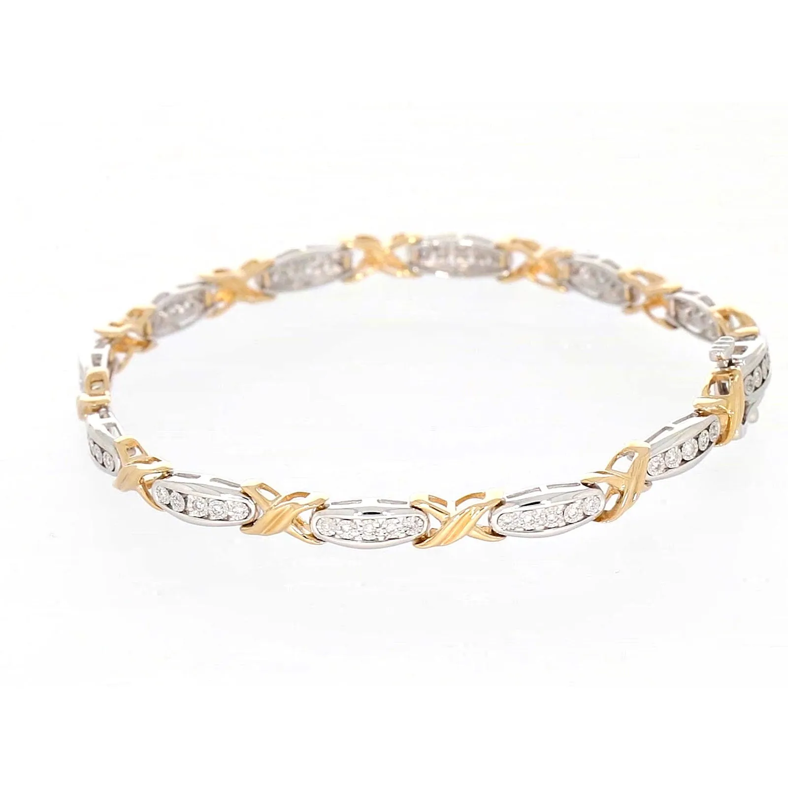 9ct Two Tone Gold Round Brilliant Cut with 0.30 Carat tw of Diamonds Bracelet