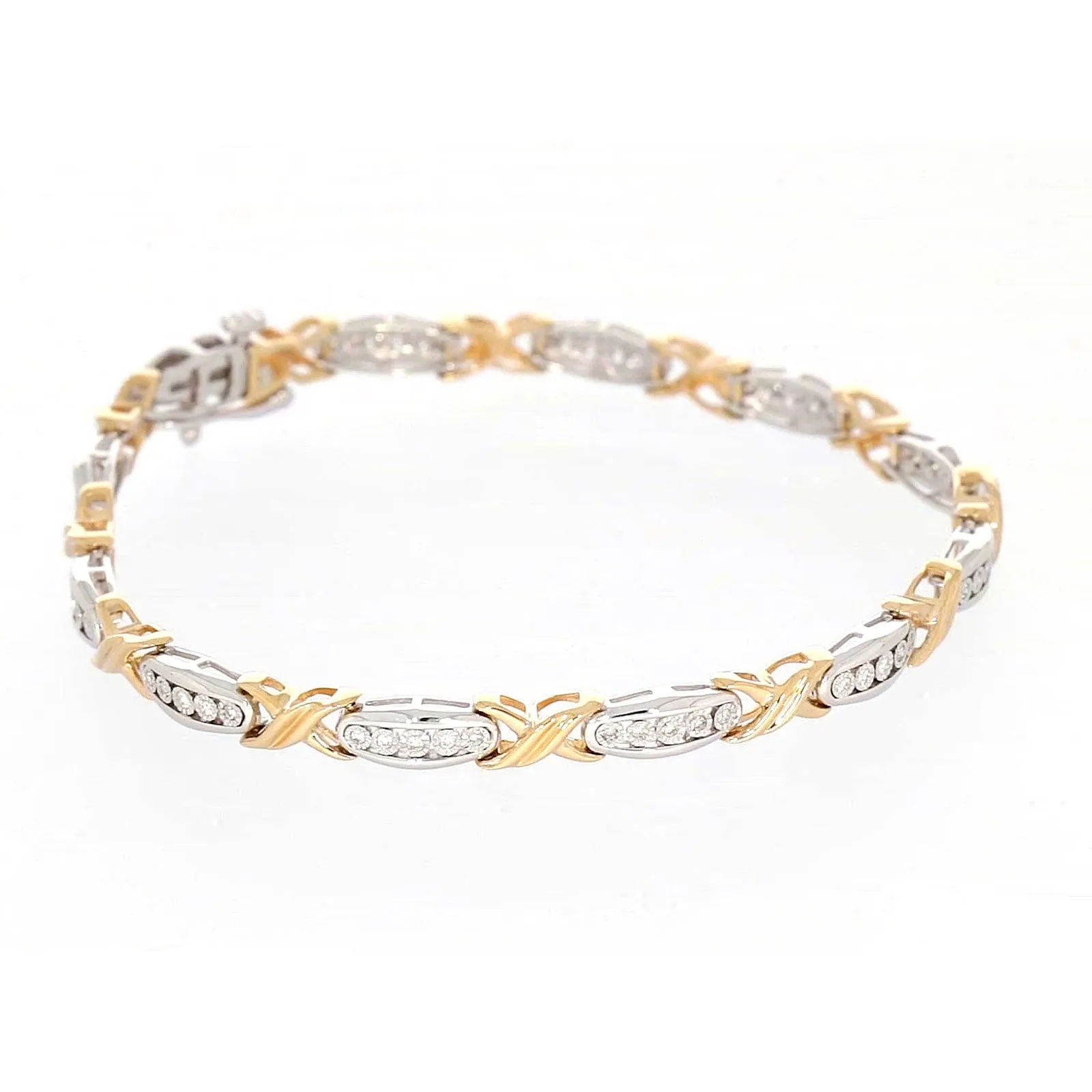 9ct Two Tone Gold Round Brilliant Cut with 0.30 Carat tw of Diamonds Bracelet