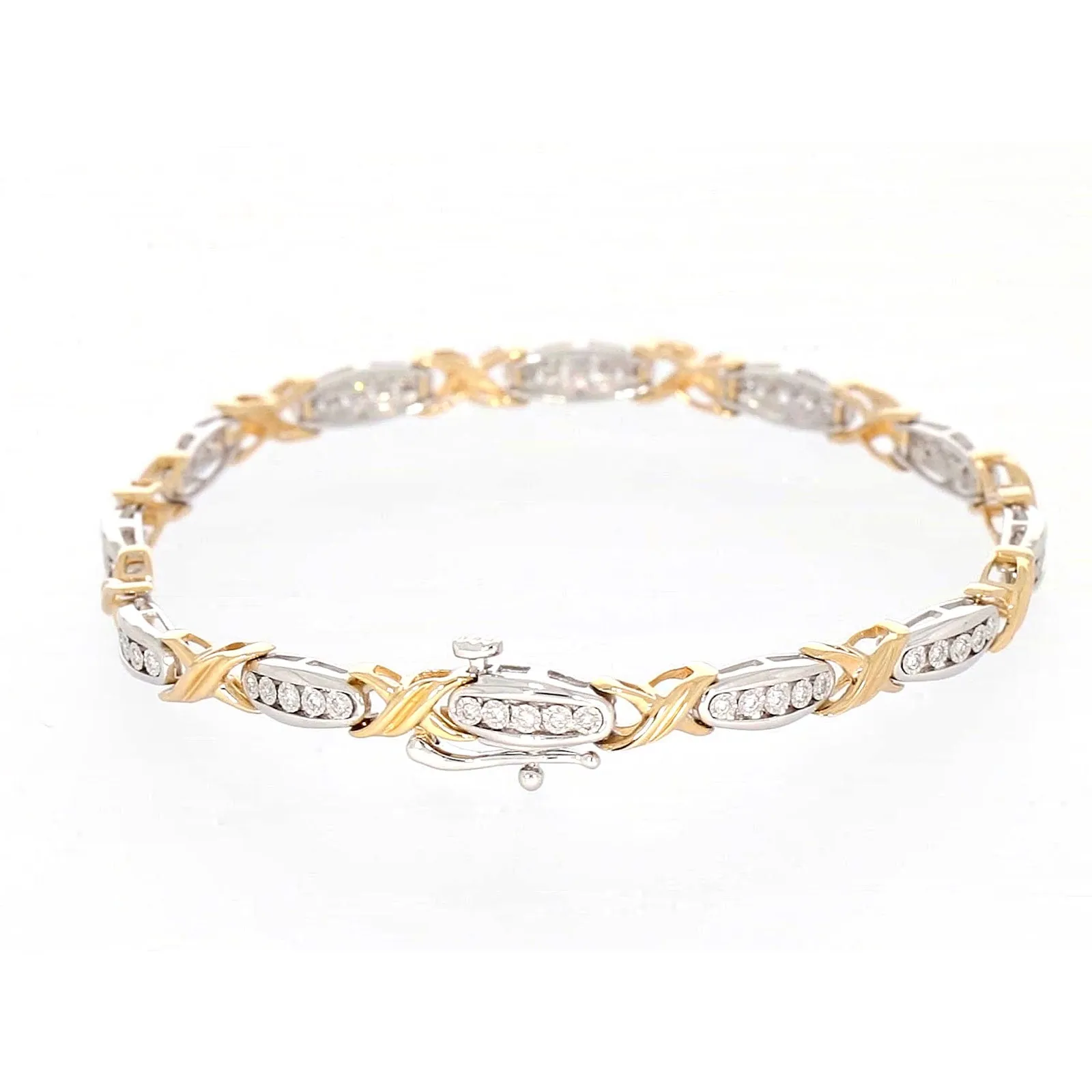 9ct Two Tone Gold Round Brilliant Cut with 0.30 Carat tw of Diamonds Bracelet