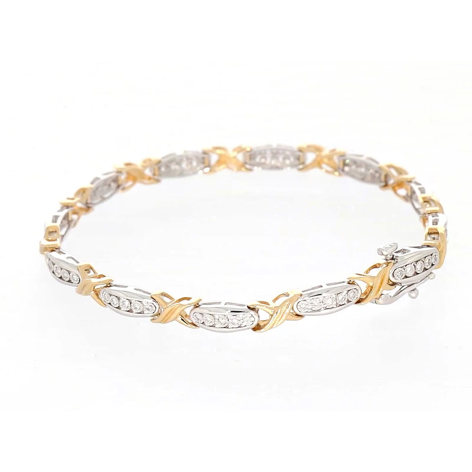 9ct Two Tone Gold Round Brilliant Cut with 0.30 Carat tw of Diamonds Bracelet