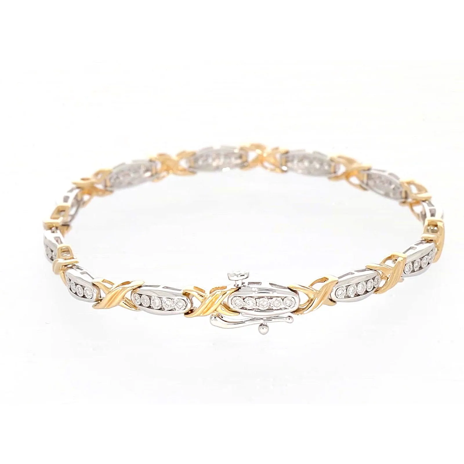 9ct Two Tone Gold Round Brilliant Cut with 0.30 Carat tw of Diamonds Bracelet