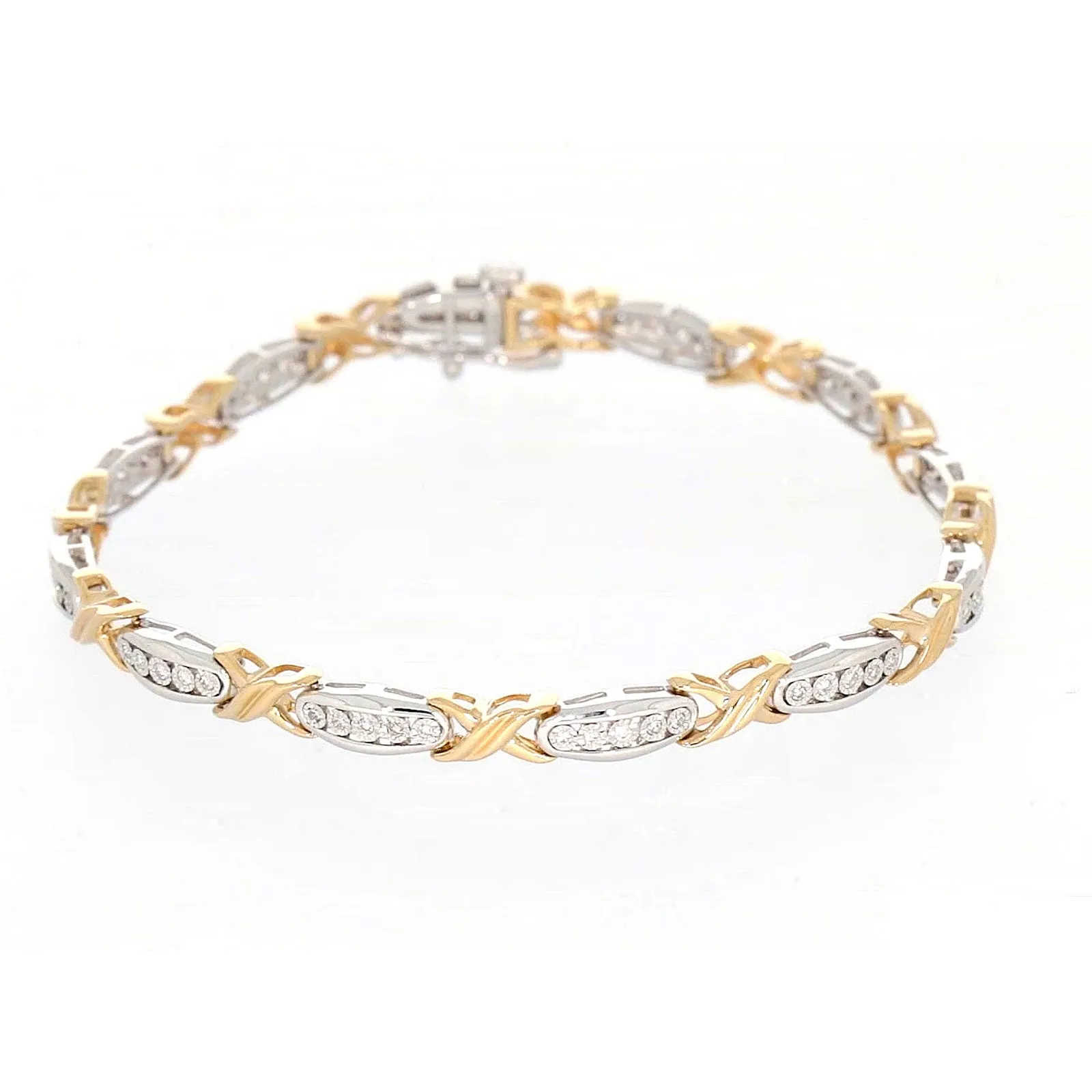 9ct Two Tone Gold Round Brilliant Cut with 0.30 Carat tw of Diamonds Bracelet