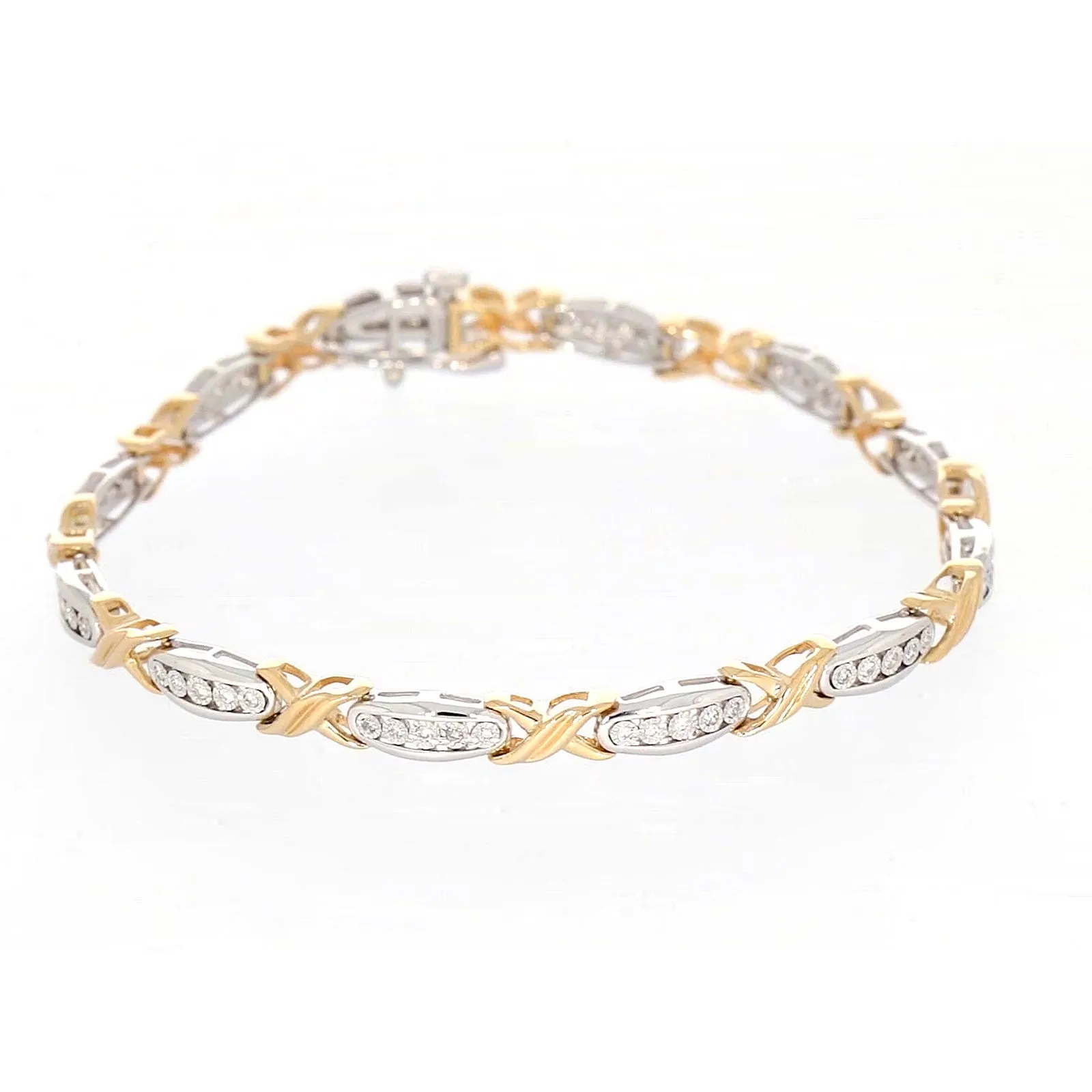 9ct Two Tone Gold Round Brilliant Cut with 0.30 Carat tw of Diamonds Bracelet