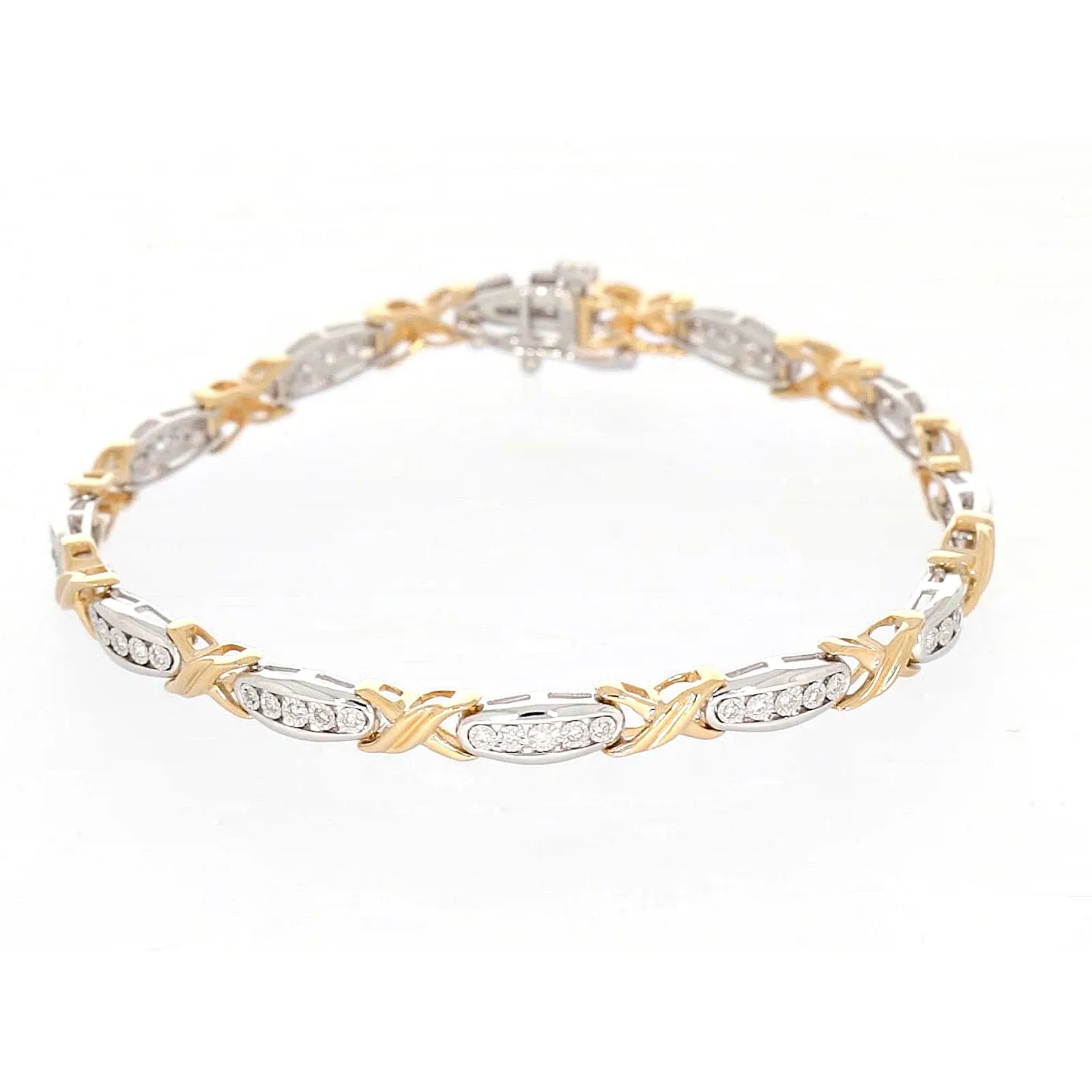 9ct Two Tone Gold Round Brilliant Cut with 0.30 Carat tw of Diamonds Bracelet