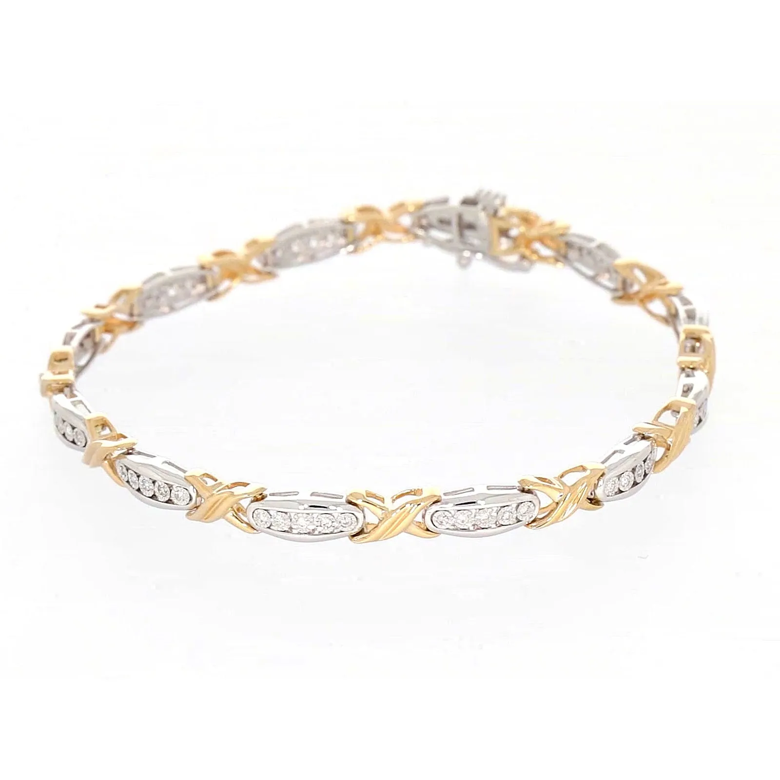 9ct Two Tone Gold Round Brilliant Cut with 0.30 Carat tw of Diamonds Bracelet