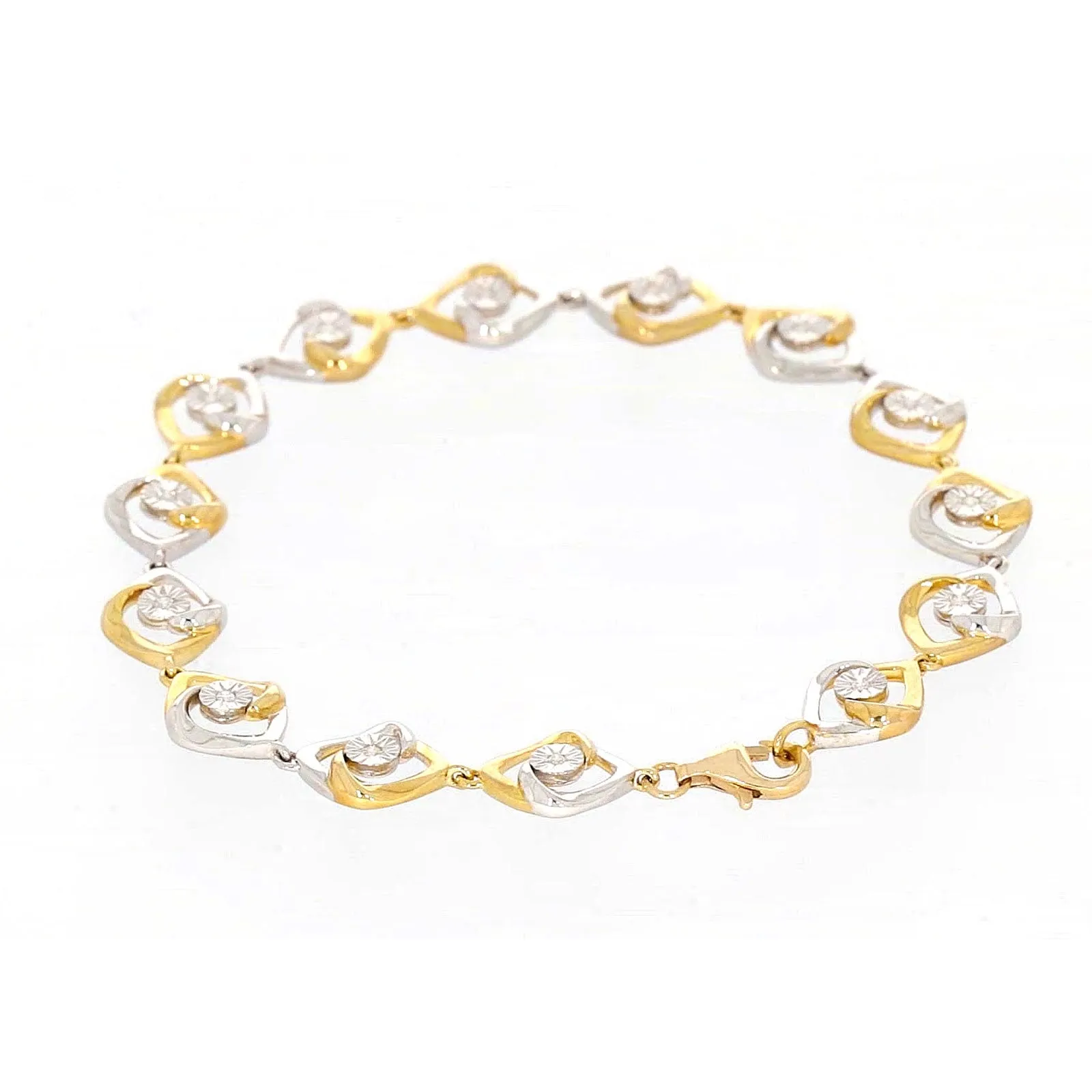 9ct Two Tone Gold with 0.12 CARAT tw of Diamonds Bracelet