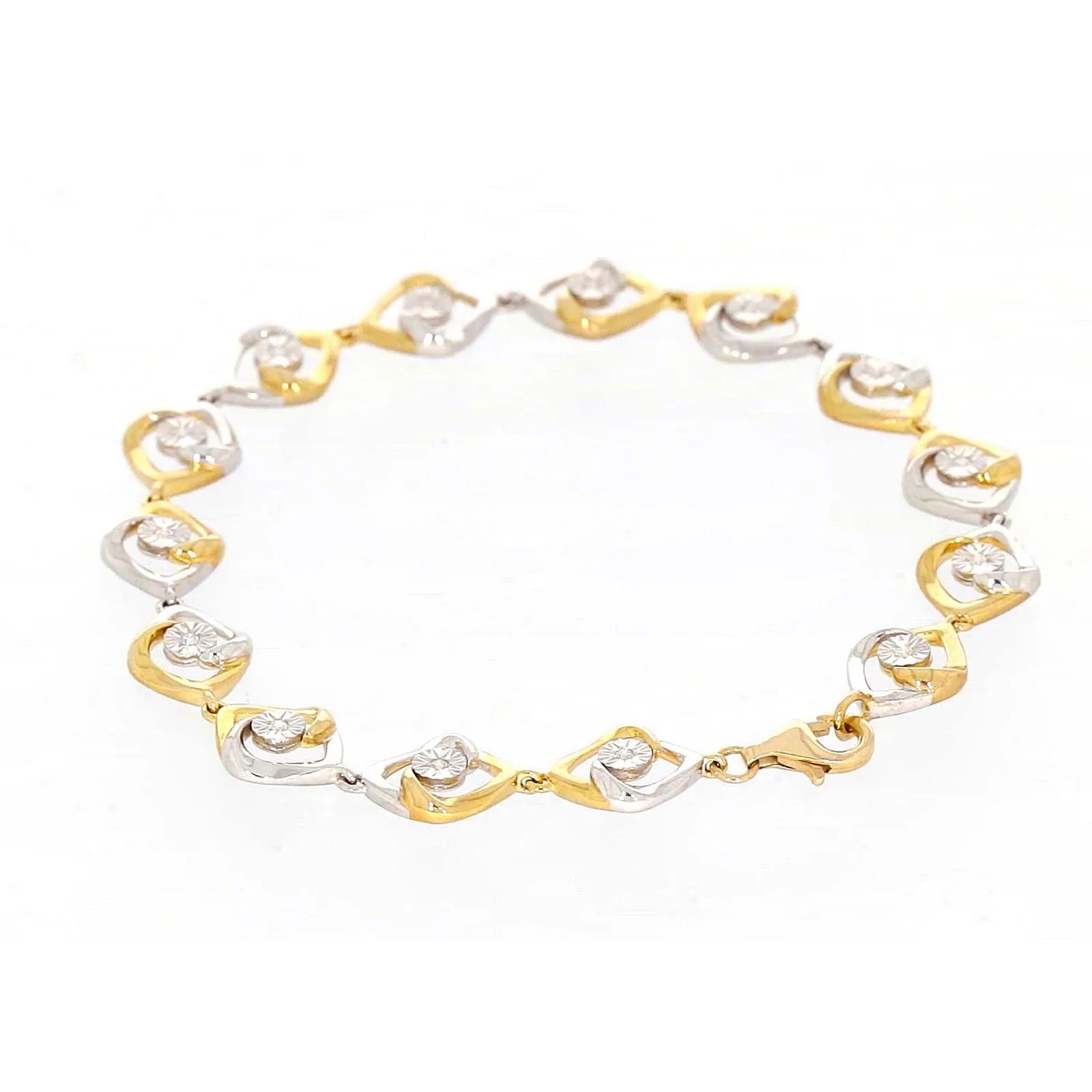 9ct Two Tone Gold with 0.12 CARAT tw of Diamonds Bracelet