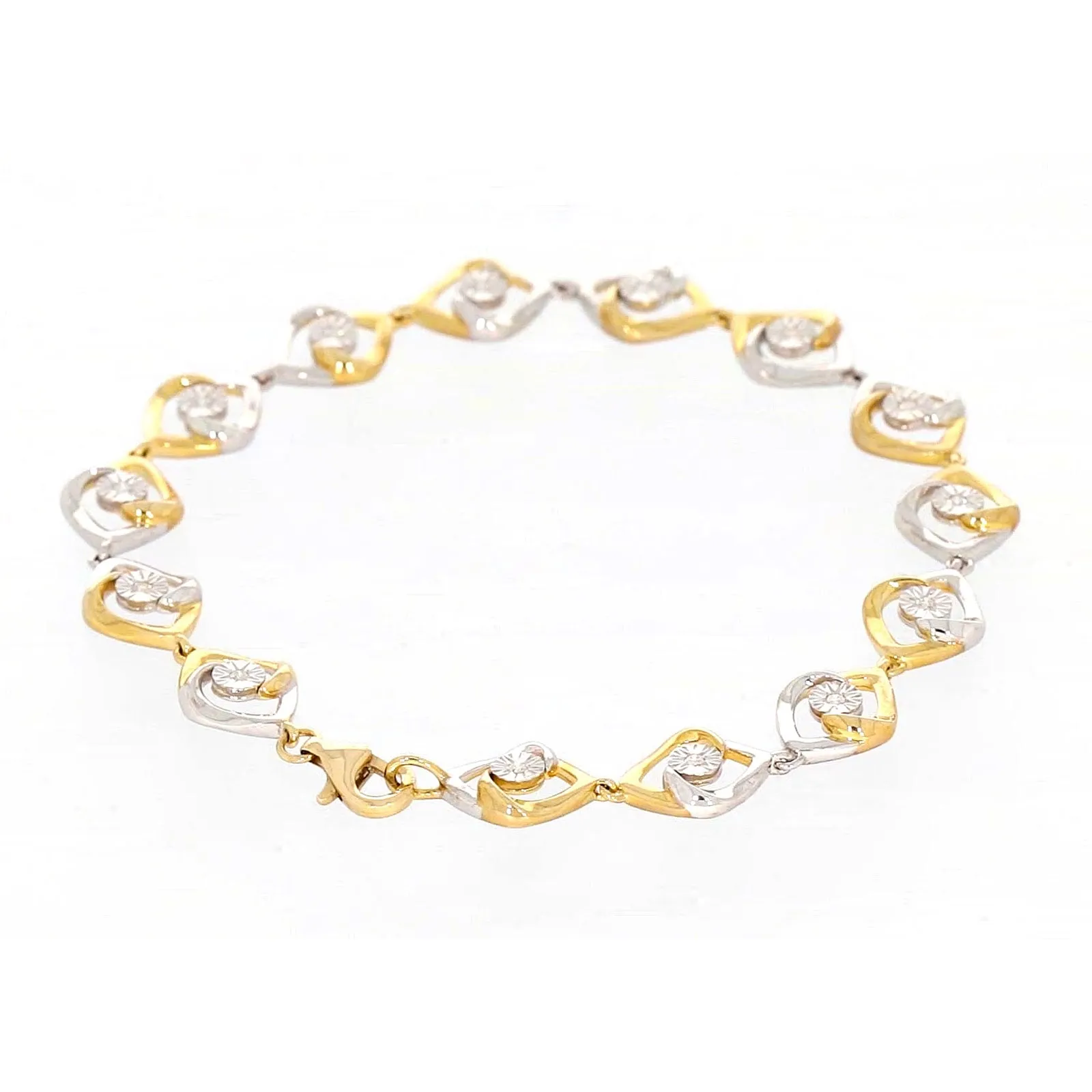 9ct Two Tone Gold with 0.12 CARAT tw of Diamonds Bracelet