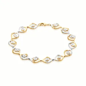 9ct Two Tone Gold with 0.12 CARAT tw of Diamonds Bracelet