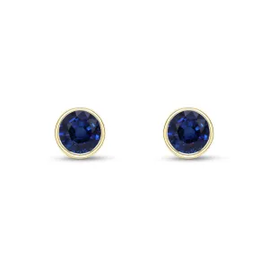 9ct Yellow Gold 5mm Sapphire Rubover Stud Earrings 1.22ct