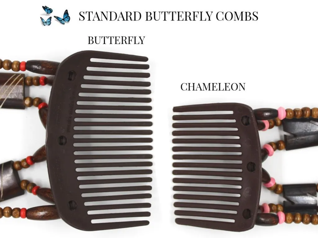 African Butterfly Hair Comb - Dupla Brown 138