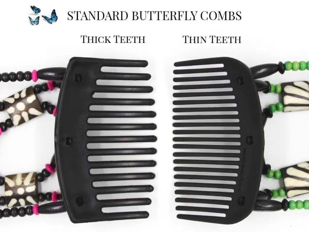 African Butterfly Hair Comb - Flowers Brown 63