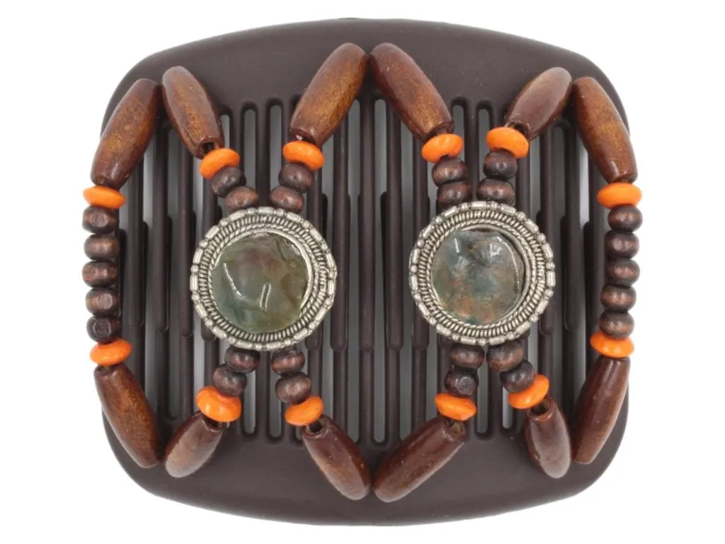 African Butterfly Hair Comb - Gemstone Brown 63