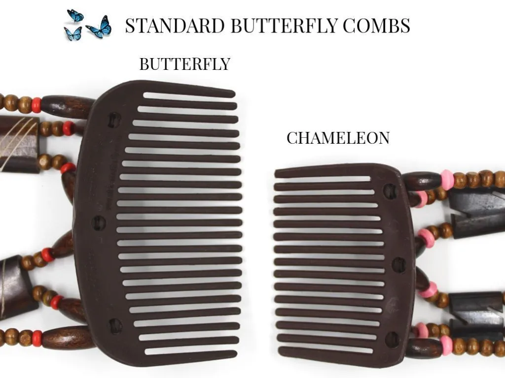 African Butterfly Thick Hair Comb - Gemstone Brown 44