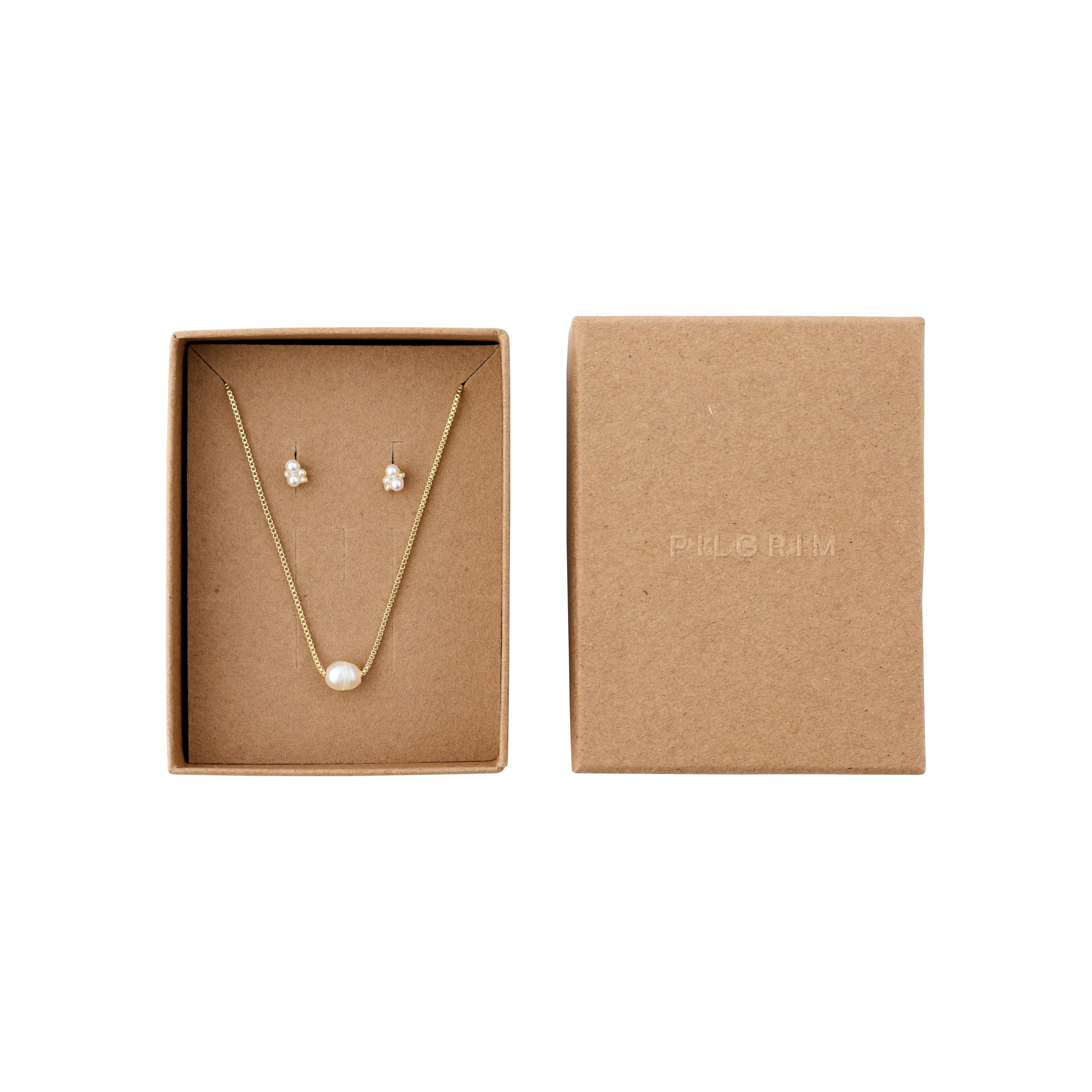 ALAYAH gift set, necklace & stud earrings, gold-plated