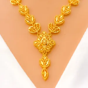 Alternating Leaf Motif 5-Piece 21k Gold Necklace Set