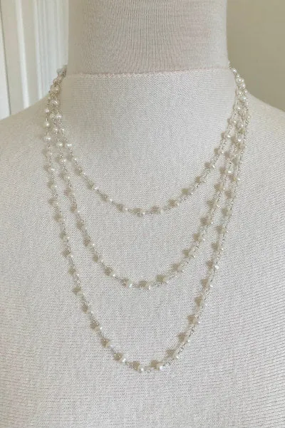 Amelia Pearl Necklace | 60” Freshwater White Round Pearls | Versatile Elegance | By Pearly Girls