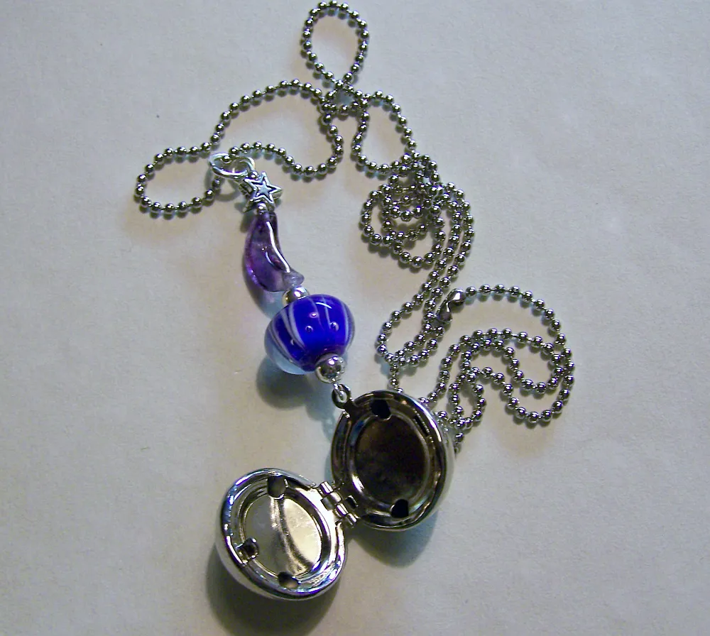 Amethyst Moon and Silver Sphere Galaxy Locket