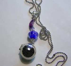 Amethyst Moon and Silver Sphere Galaxy Locket