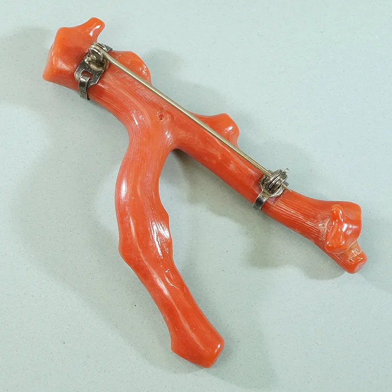 Antique Coral Branch Brooch