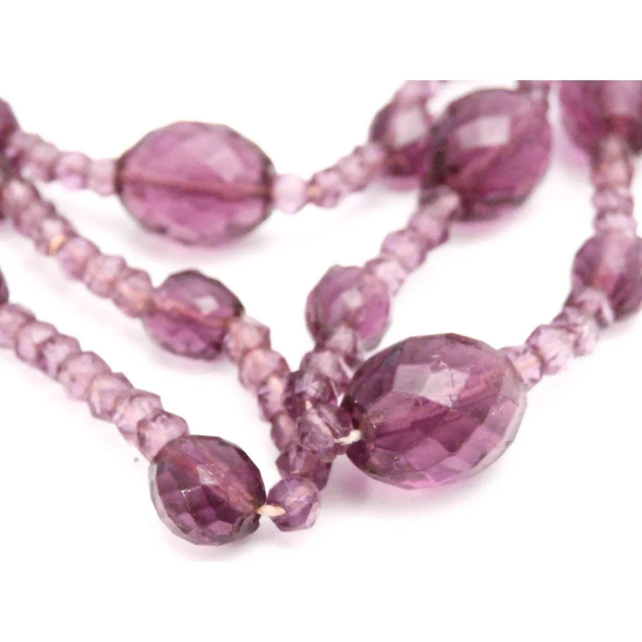 Antique Vintage Amethyst Beads Necklace 1920s 26"