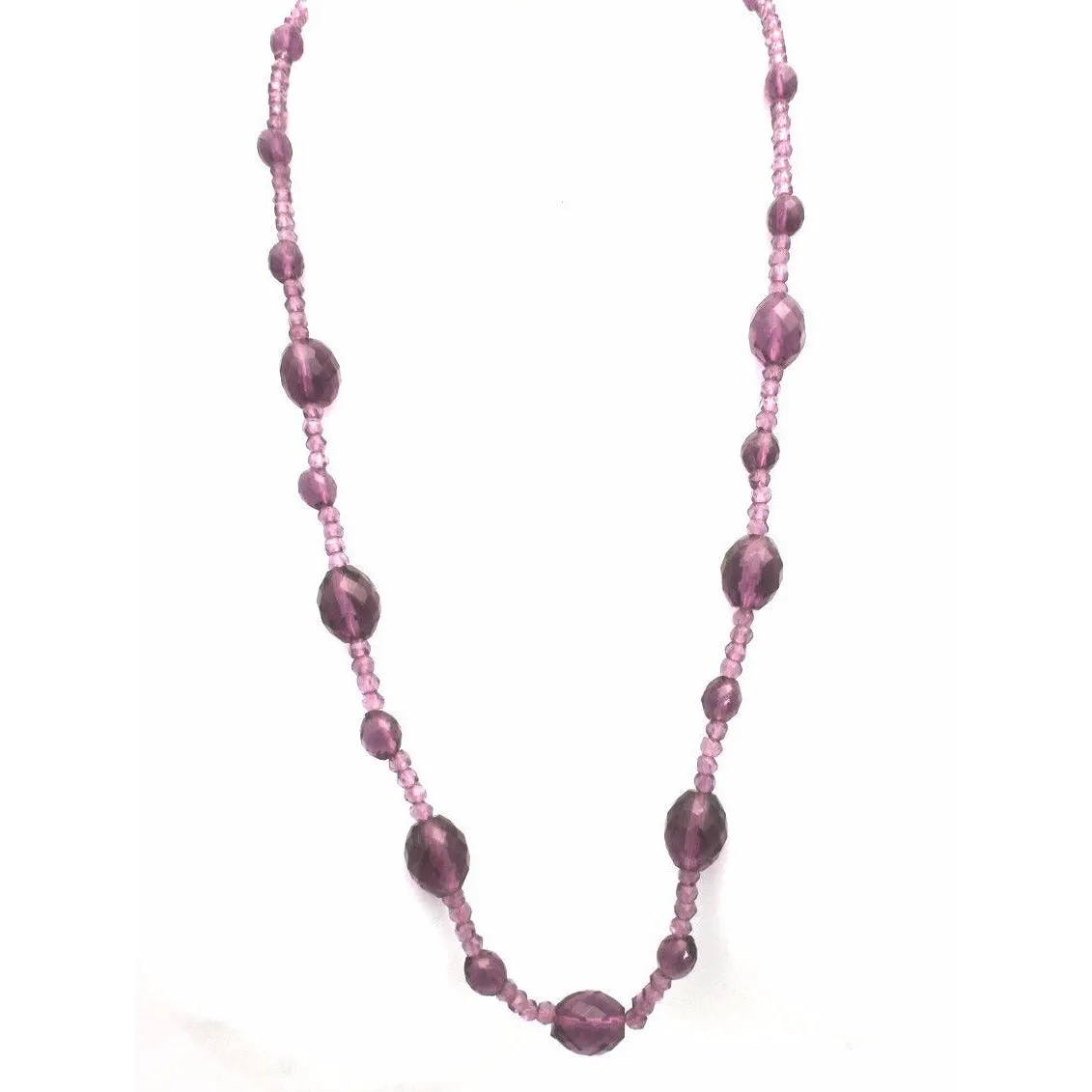 Antique Vintage Amethyst Beads Necklace 1920s 26"