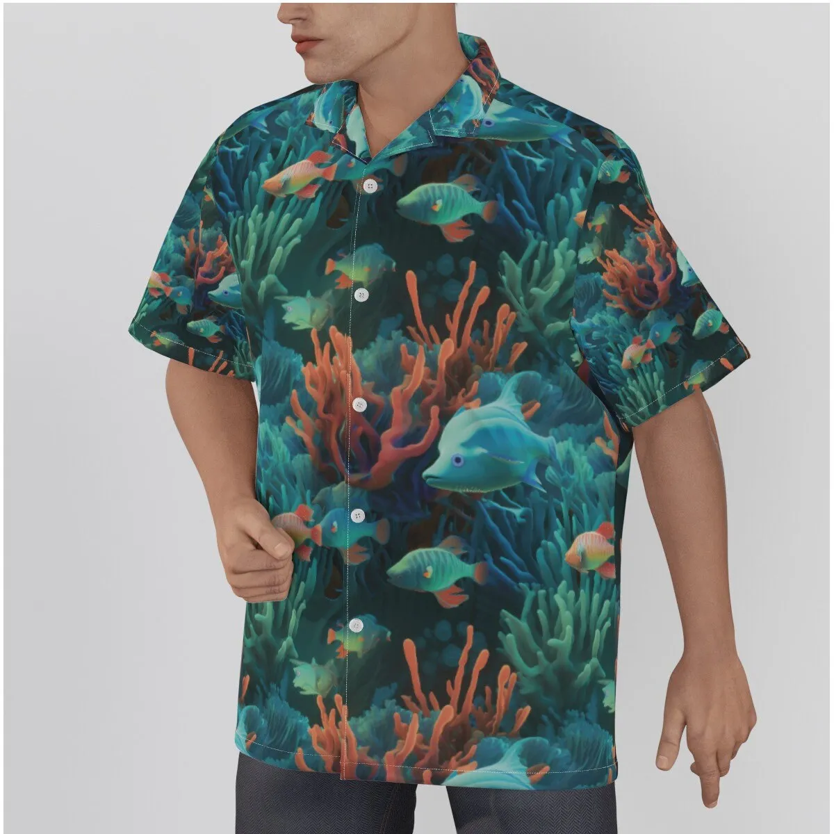 Aqua Sea Life Aquarium Men'sHawaiian Shirt