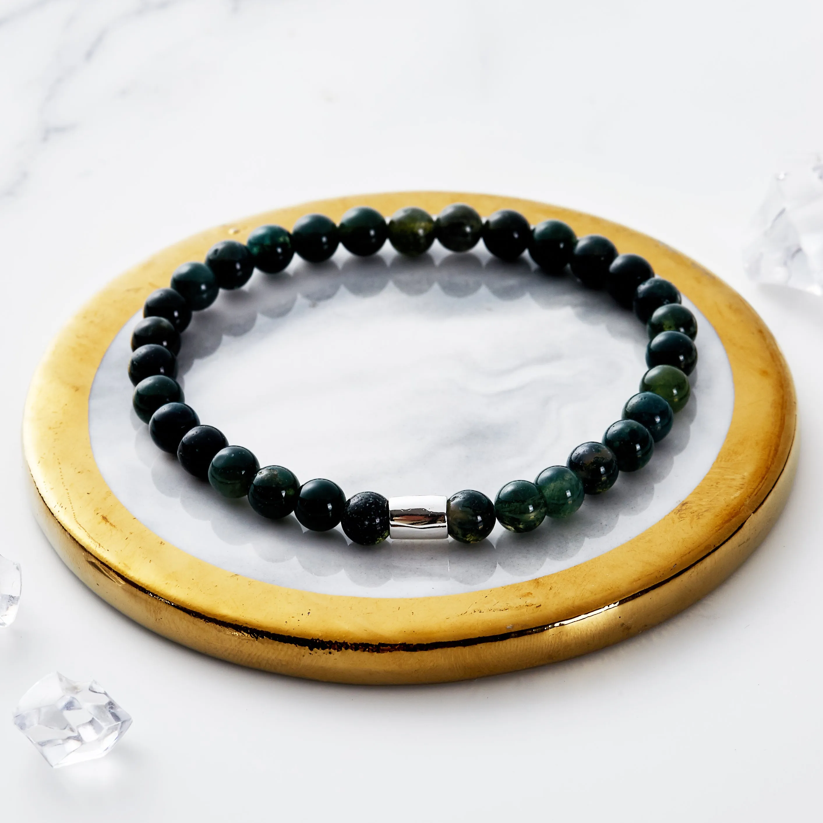 Aquatic Agate Gemstone Stretch Bracelet for Women