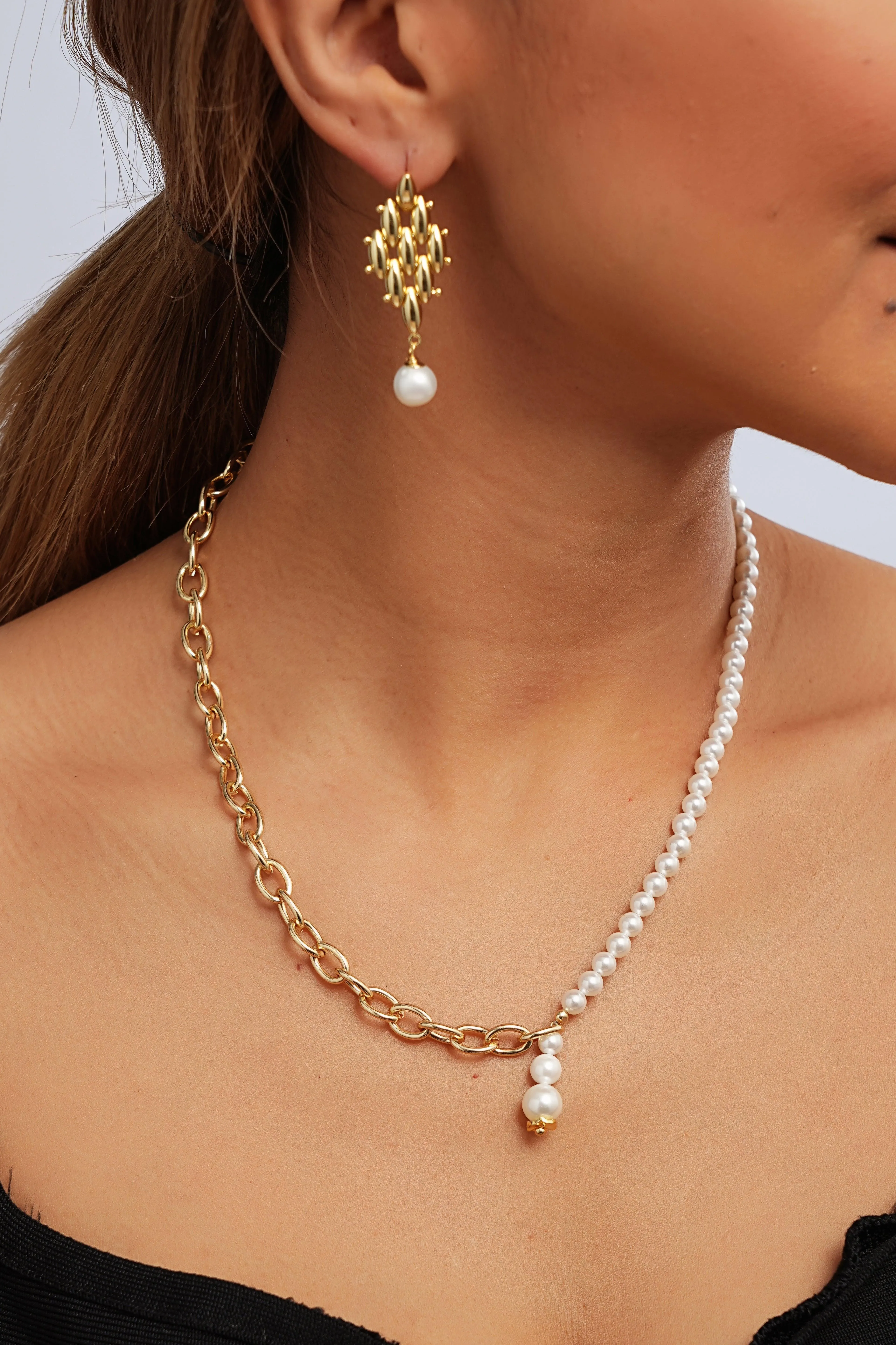 Arabella Chain Pearl Drop Necklace