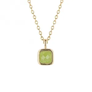 August Birthstone Olive Quartz Gold Plated Silver Necklace N4513