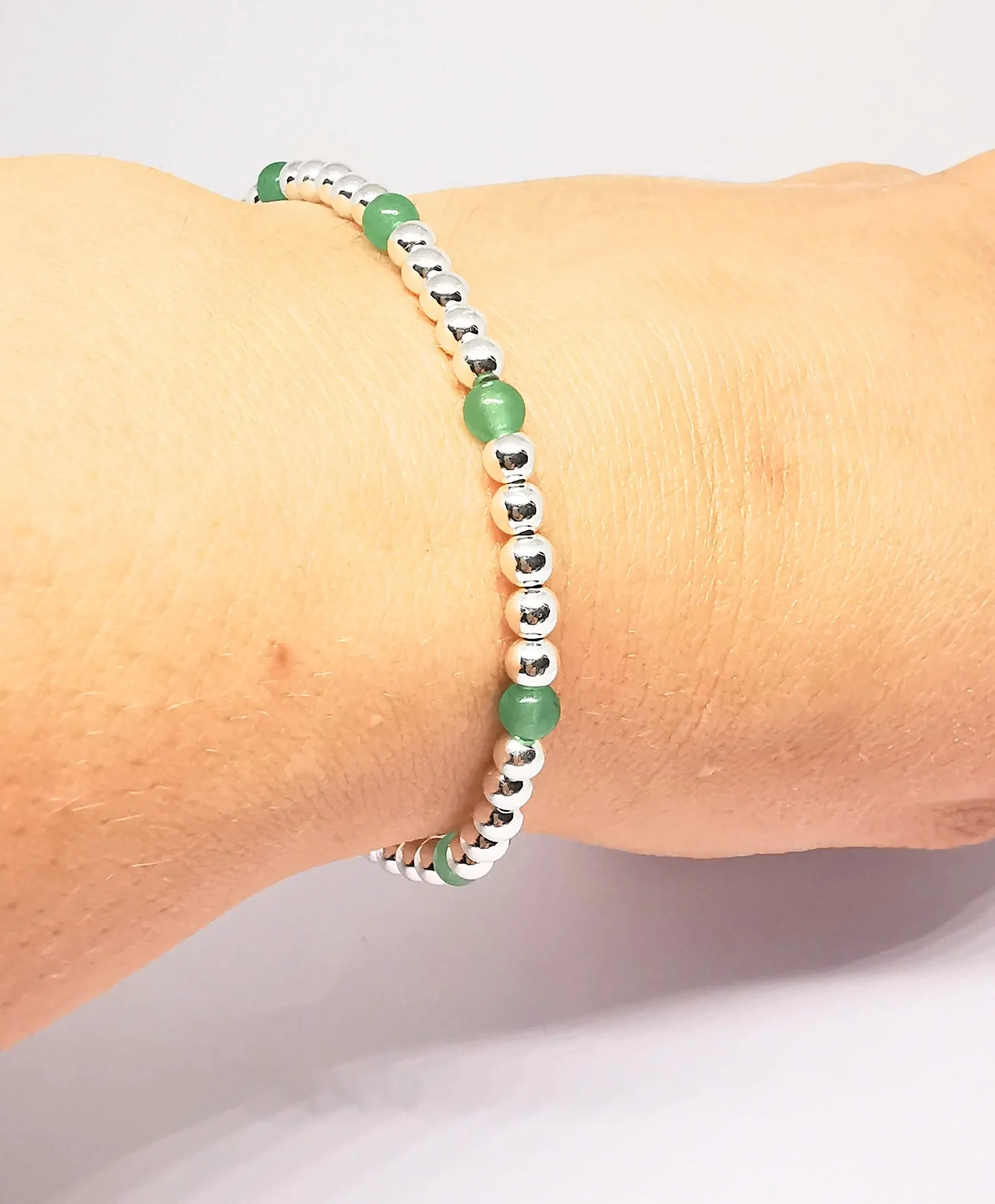 Aventurine Gemstone Bracelet in sterling silver