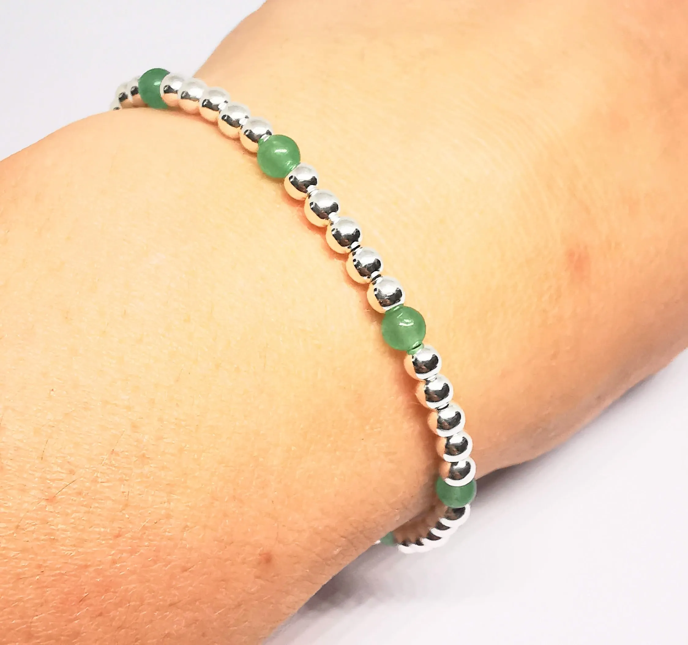 Aventurine Gemstone Bracelet in sterling silver