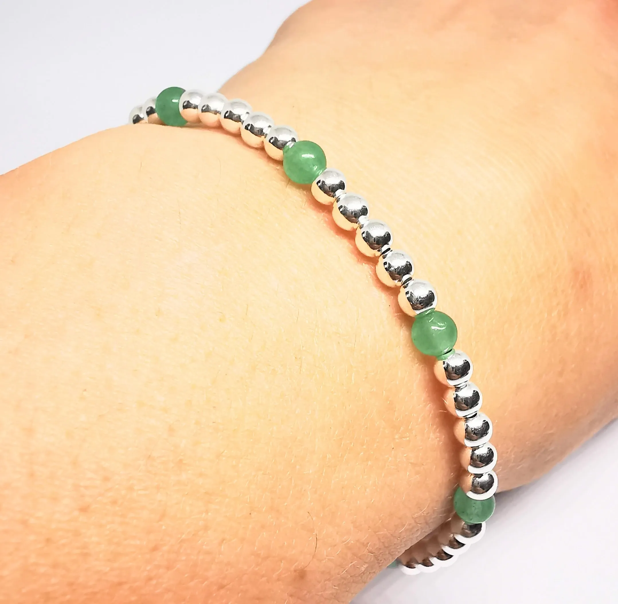 Aventurine Gemstone Bracelet in sterling silver