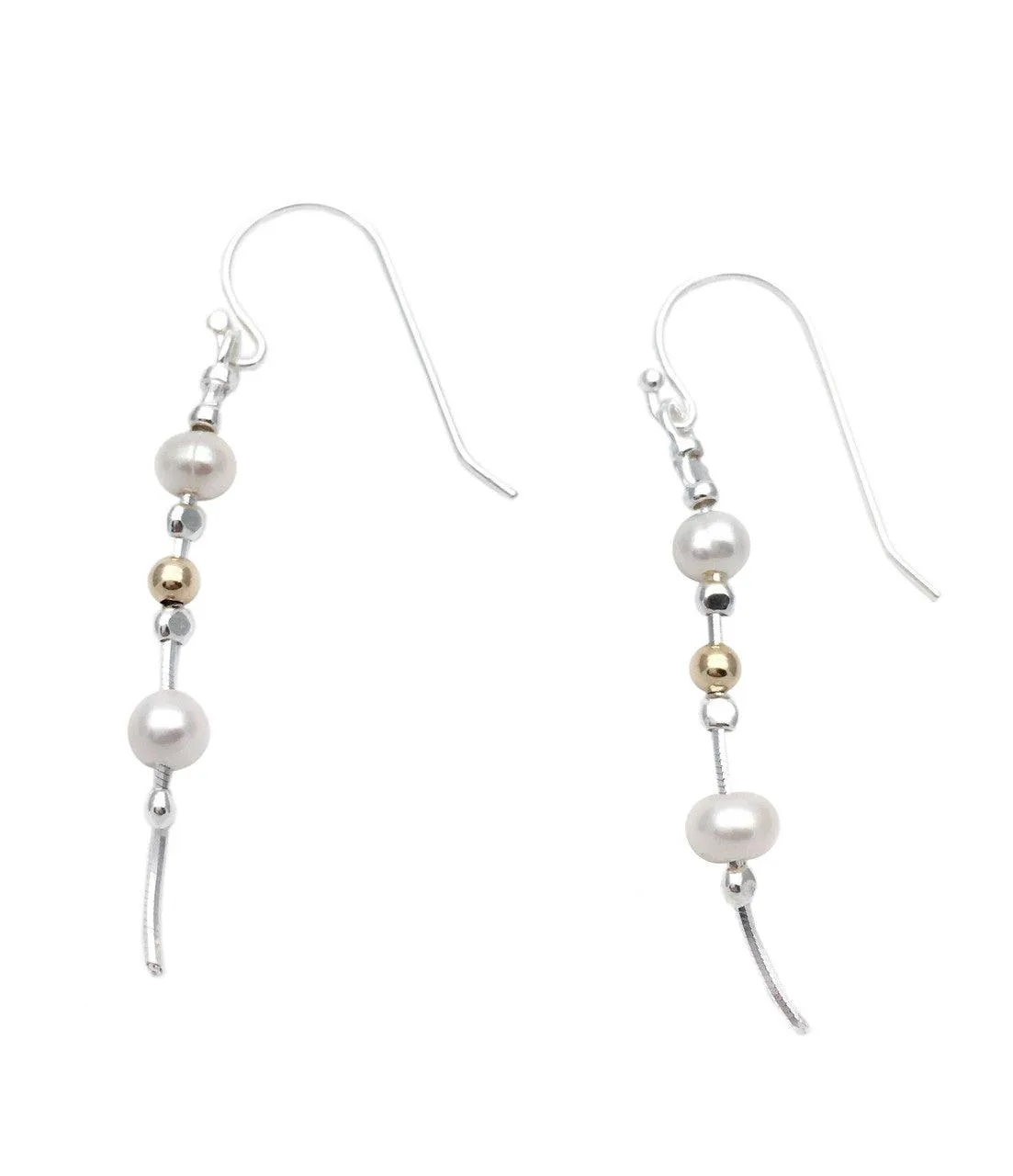 Aviv Earrings with Pearls and Gold Beads