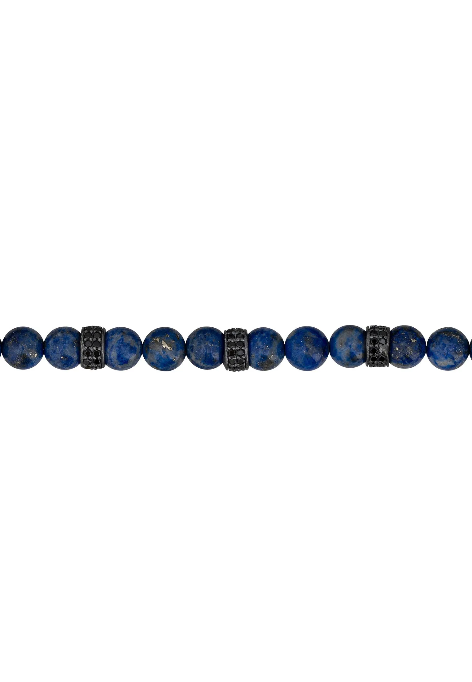 Beaded Bracelet Mens Lapis Lazuli Silver Oxidised