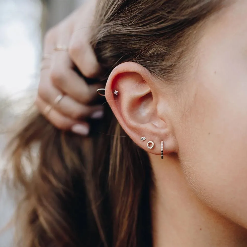 Black & White Sapphire Huggie Earrings