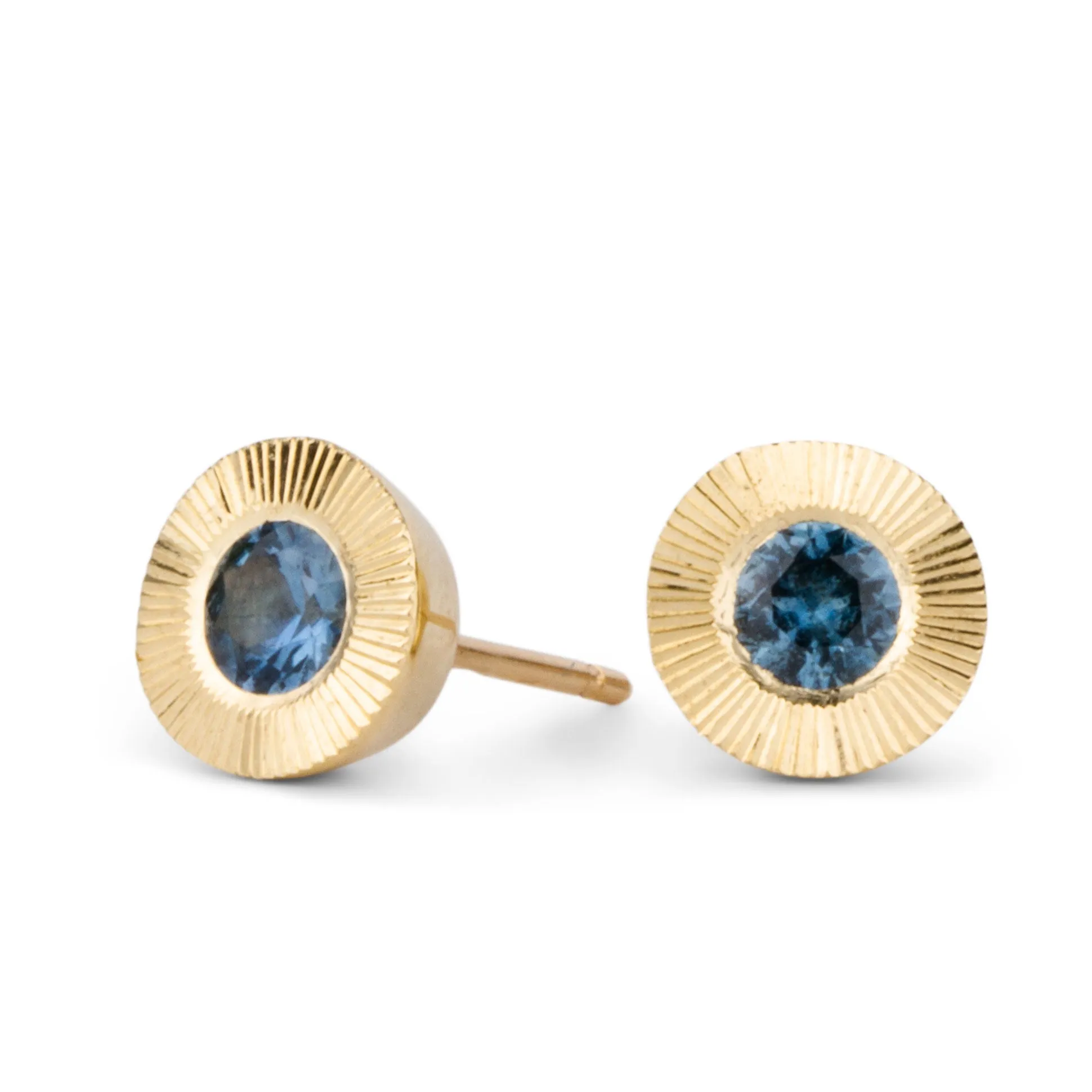 Blue Montana Sapphire Extra Large Aurora Stud Earrings in Yellow Gold