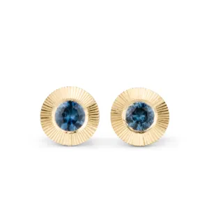 Blue Montana Sapphire Extra Large Aurora Stud Earrings in Yellow Gold