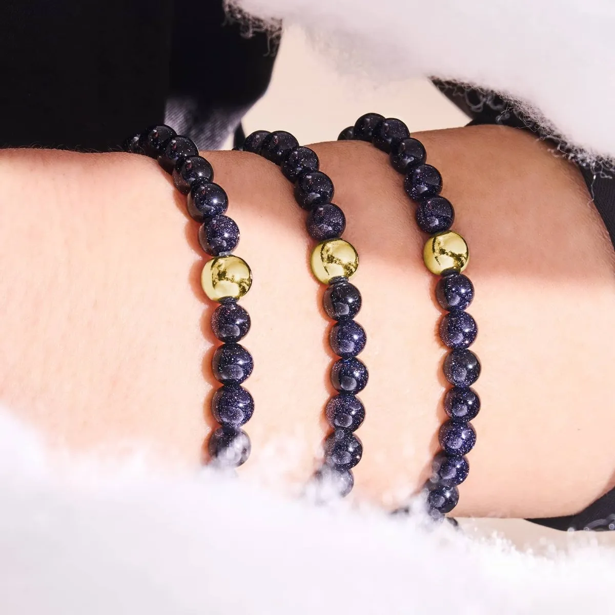 Blue Sand Stone | .925 Sterling Gold Vermeil | Healing Gemstone Bead Bracelet