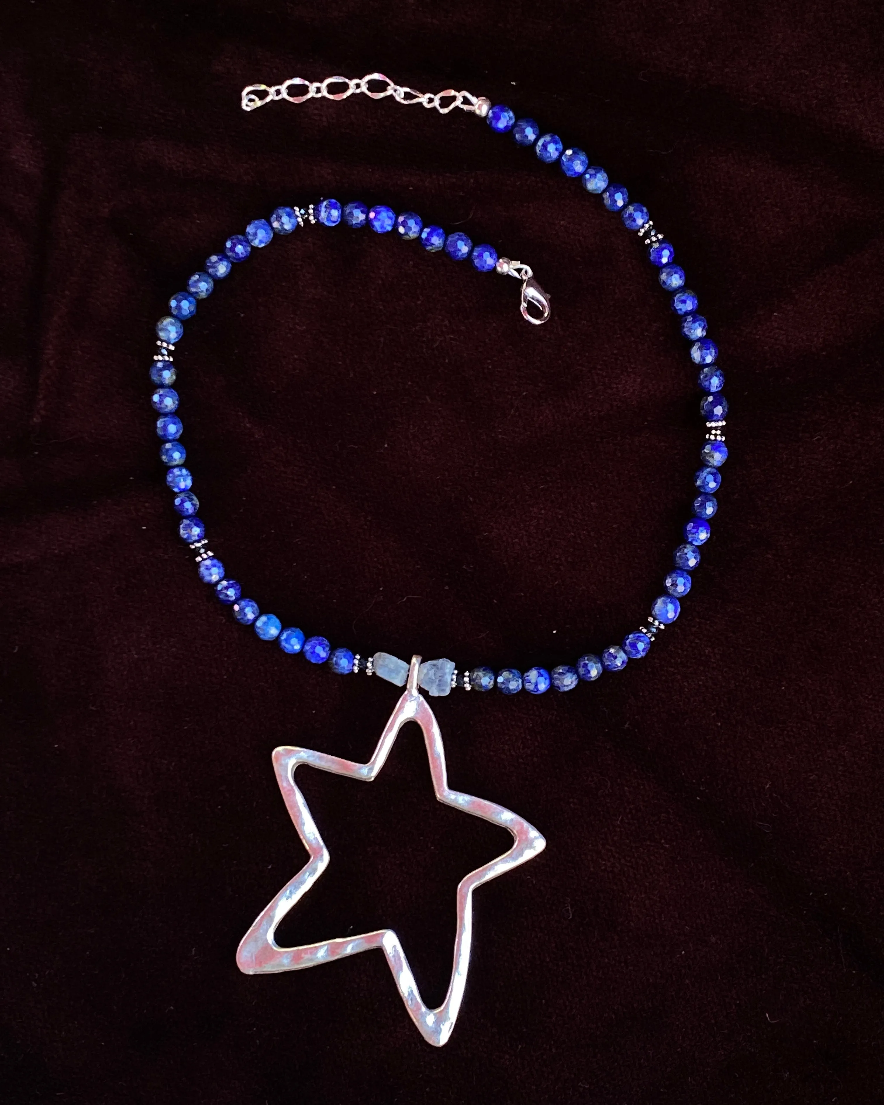 Blue Sapphire and Lapis Lazuli Star Necklace