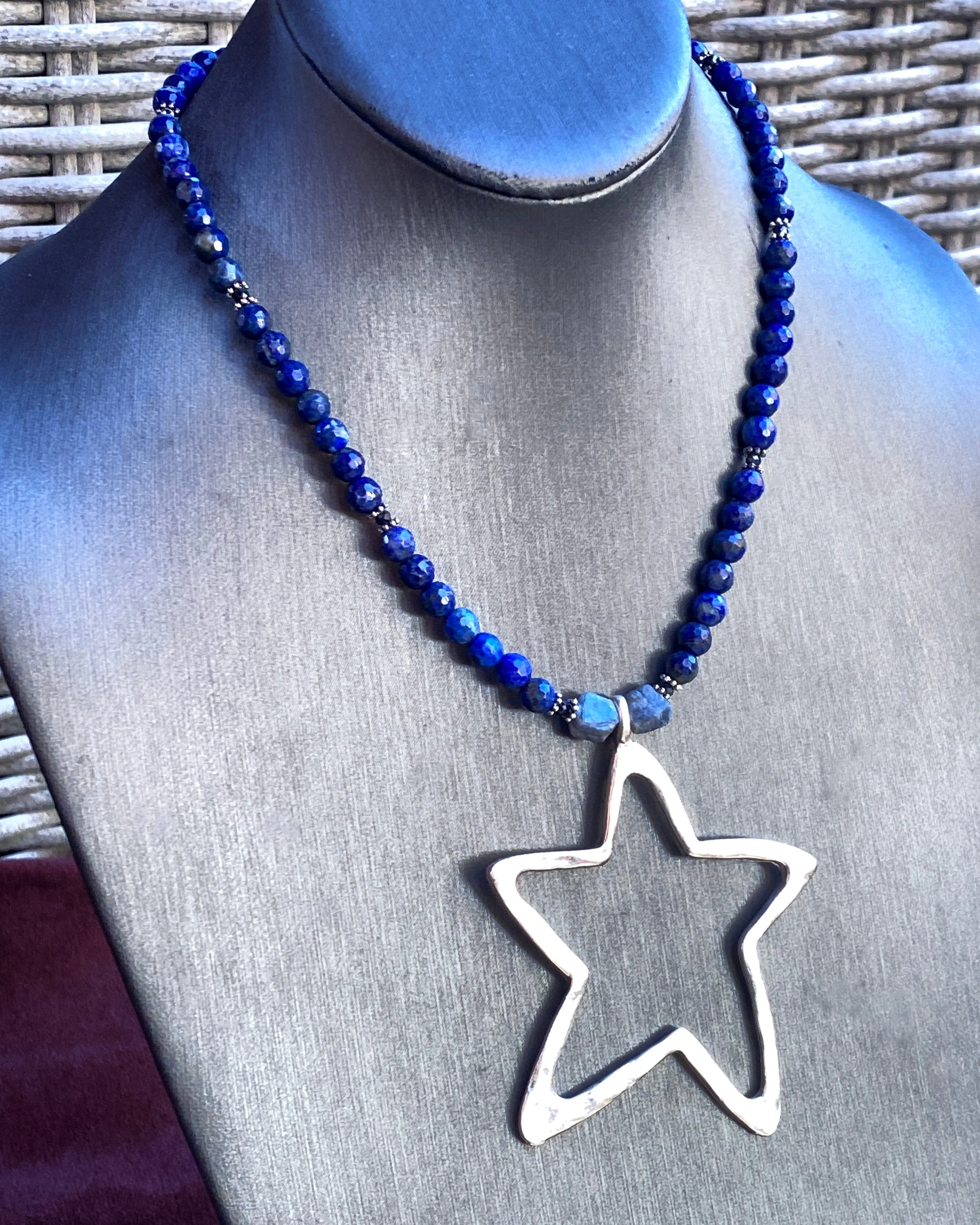 Blue Sapphire and Lapis Lazuli Star Necklace