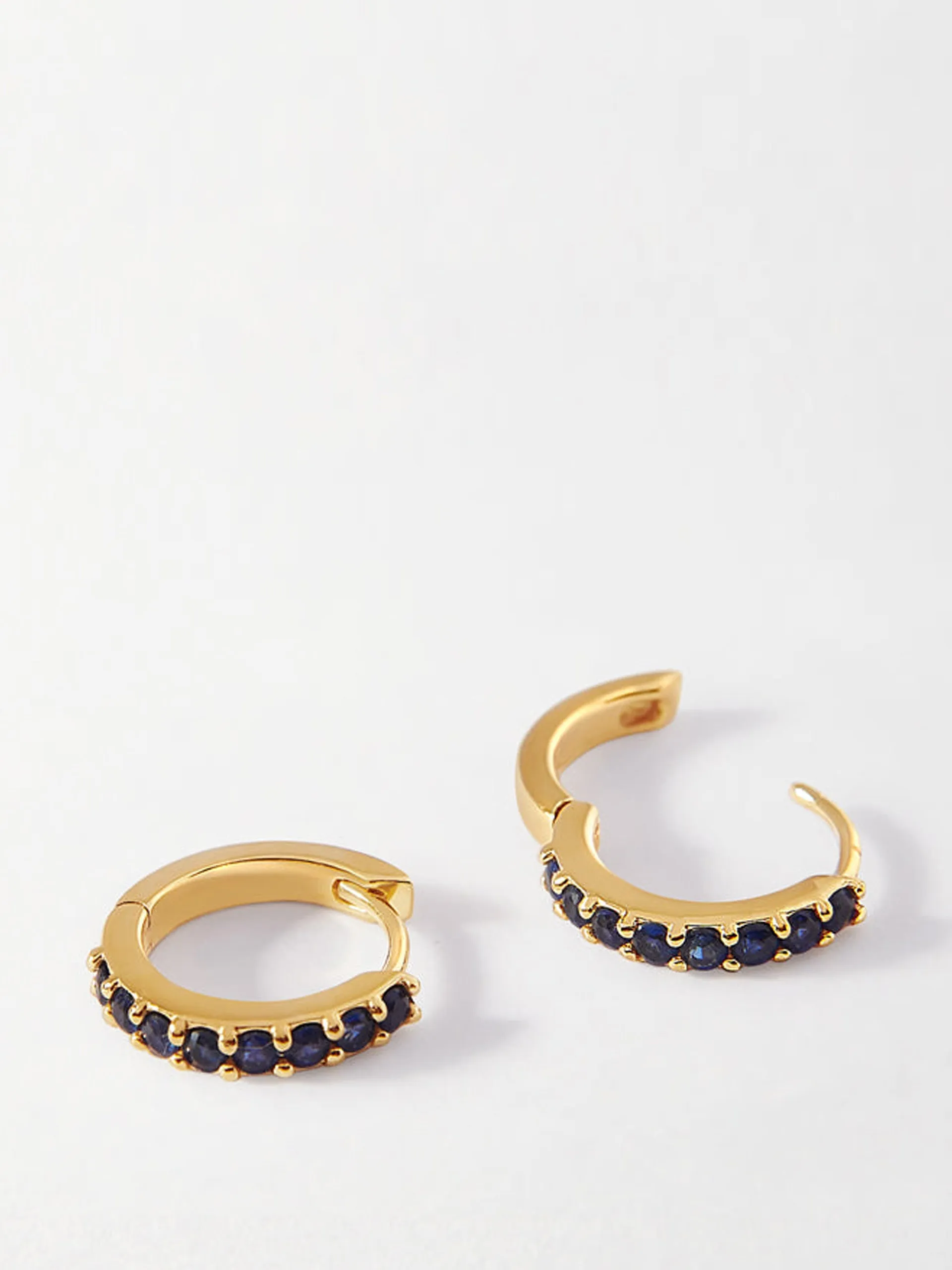 Blue sapphire pavé huggie earrings