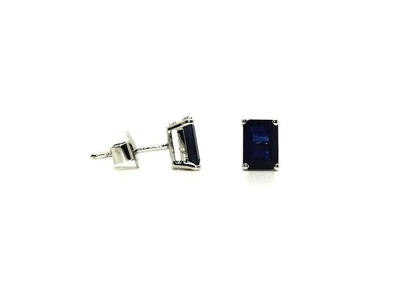 Blue Sapphire Stud Emd Cut Ad No.058 (5/7mm )