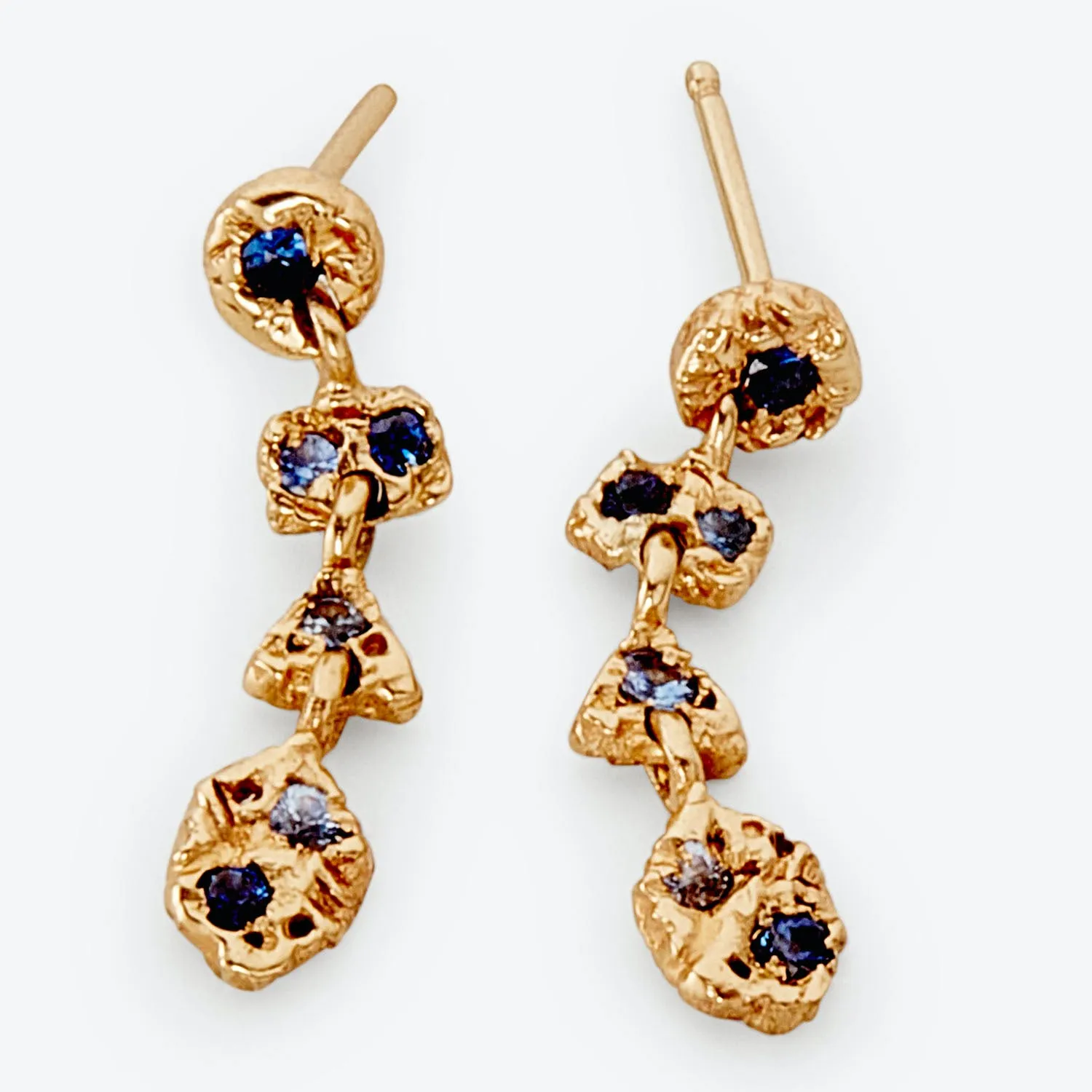 Blue Sapphire Textured Multi Drop Earrings